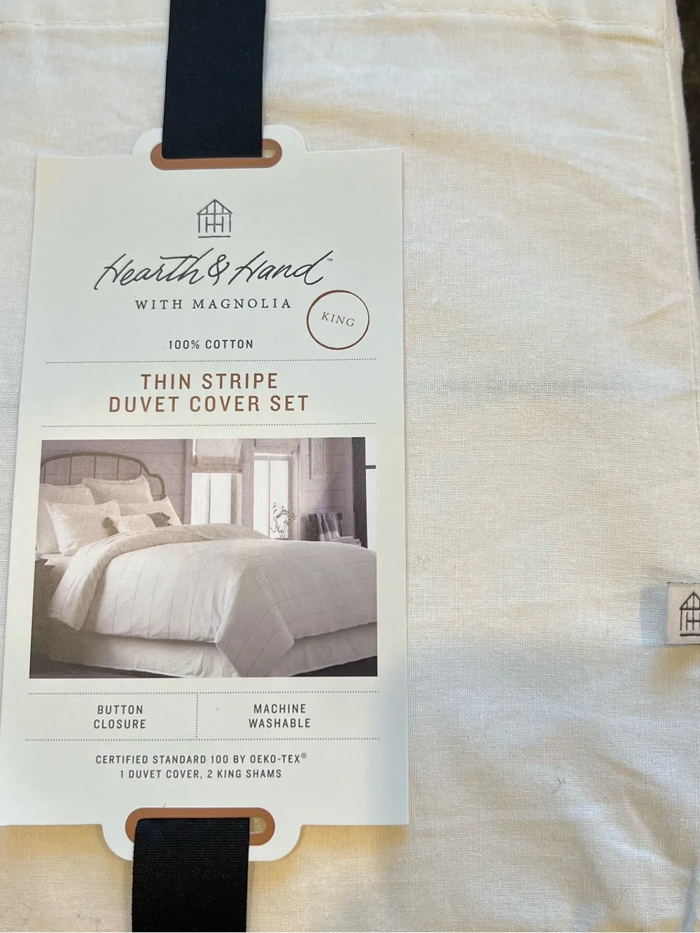NWT Hearth & Hand Thin Stripe Duvet Cover with 2 Shams- King